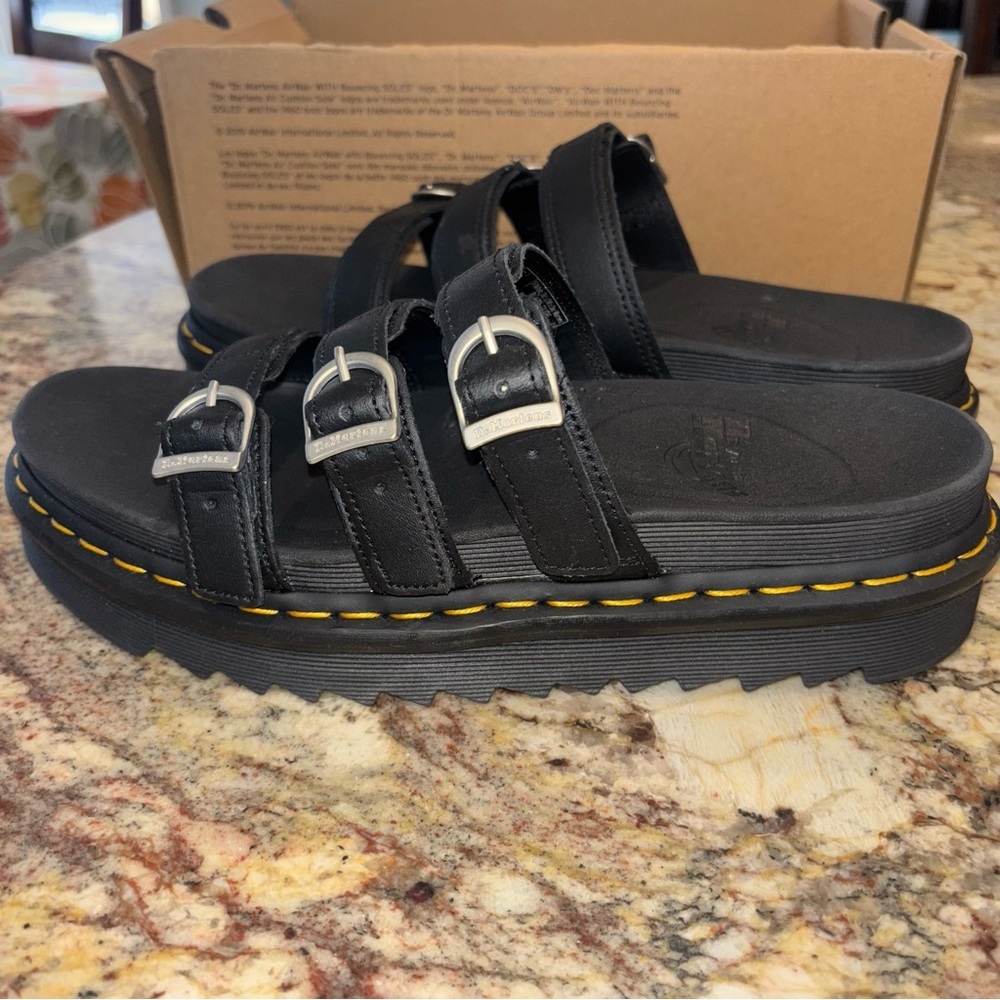 Dr. Martens Black Sandals with Silver Buckles - Picture 2 of 11
